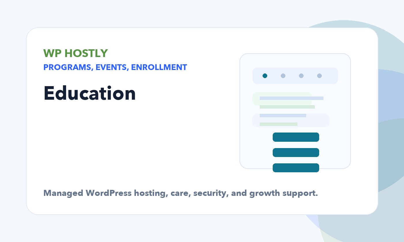 Education Hero graphic for WP Hostly managed WordPress hosting