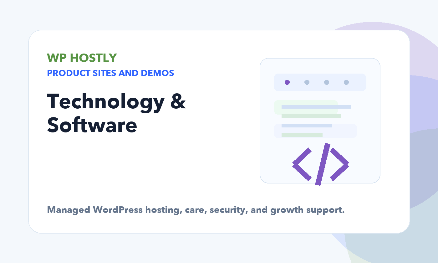 Technology Software Hero graphic for WP Hostly managed WordPress hosting